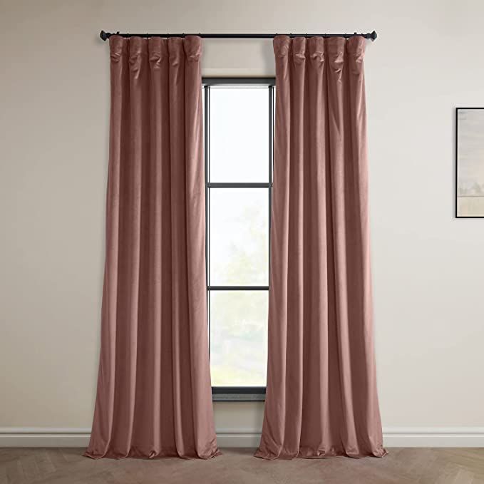 HPD Half Price Drapes VPYC-161234-108 Plush Velvet Curtain (1 Panel), 50 X 108, Wild Rose | Amazon (US)