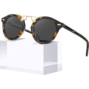 CARFIA Small Acetate Polarized Sunglasses for Women UV Protection, Retro Double Bridge Eyewear Me... | Amazon (US)