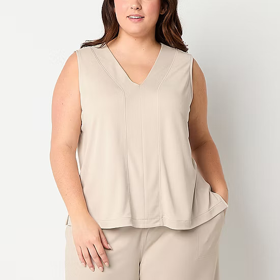 Stylus Womens V Neck Sleeveless Plus Tank Top | JCPenney