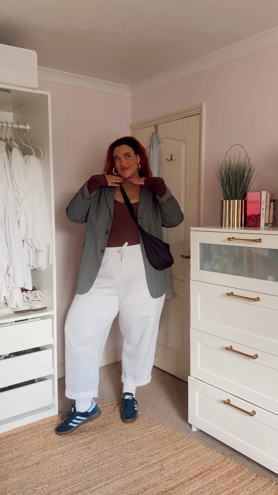 My current go-to comfy outfit and one I’ve been wearing on repeat as a size 20/22. 

Wearing my current, fave joggers which are quite oversized so I sized down to a 20 (I’d normally wear a 22 on bottom).

Also wearing my fave Amazon body (this one can be found directly on my link in bio on Instagram) but have shared some alternatives below.

This bra is one of my fave too and I now have in a few colours! A little bit spenny but so worth it. 

Blazer is vintage but I’ve shared some options below that are similar. I usually size up in blazers. 

#LTKcurves #LTKplussize #LTKuk