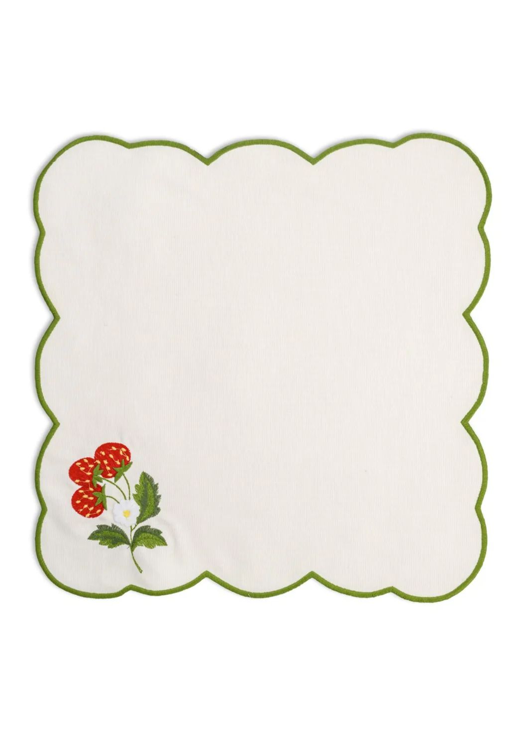Strawberry Placemat and Napkin Set in Green | Over The Moon