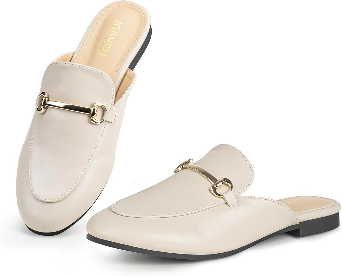 Mules for Woman Flats Comfortable Buckle Mules Round Toe Backless Loafers Womens Slip On Shoes Si... | Amazon (US)