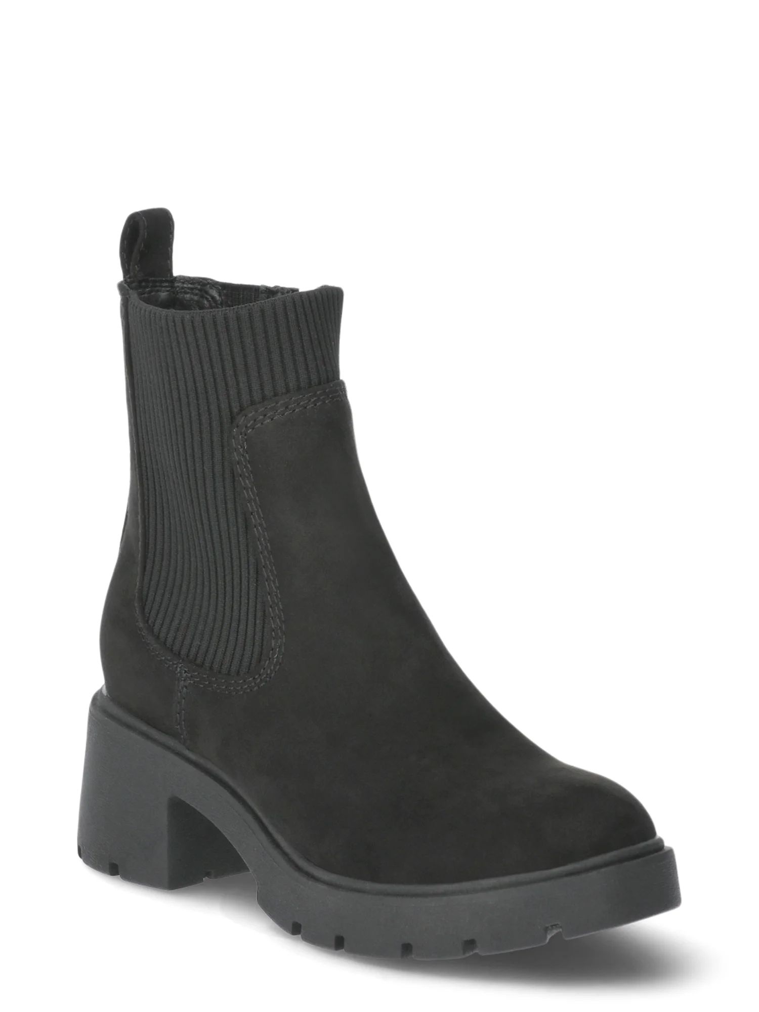 No Boundaries Women's Knit Chelsea Ankle Boots, Wide Width Available | Walmart (US)