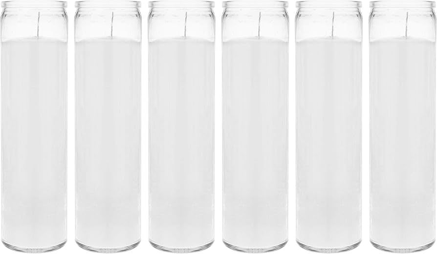 Mega Candles 6 pcs Unscented White 7 Day Devotional Prayer Glass Container Candle, Premium Wax Ca... | Amazon (US)