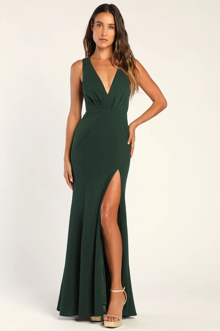 All For The Romance Dark Green Backless Mermaid Maxi Dress | Lulus (US)