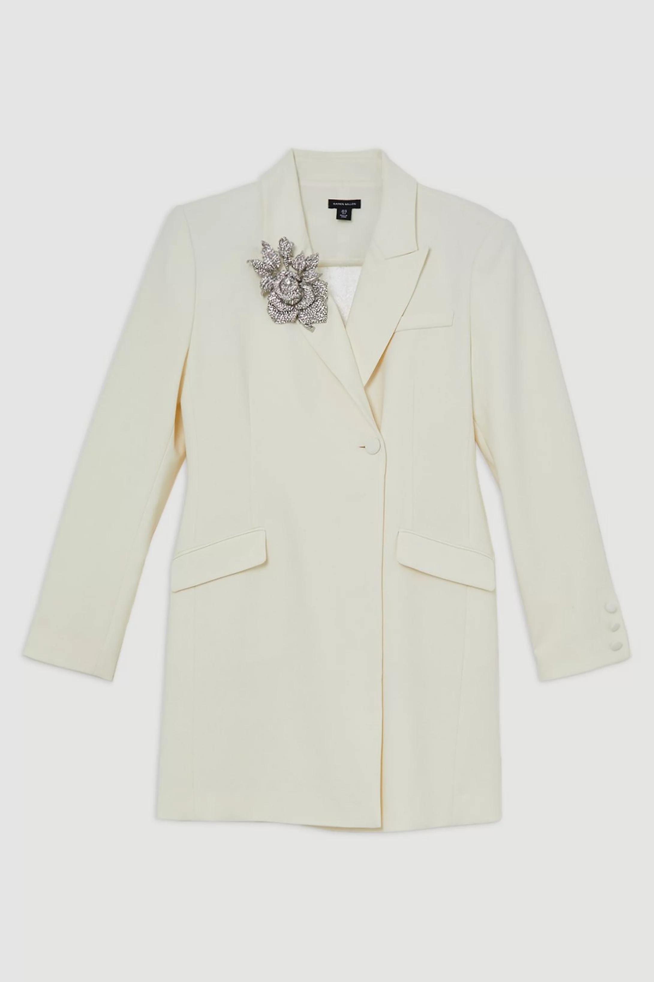Tailored Viscose Crystal Embellished Blazer Mini Dress | Karen Millen UK + IE + DE + NL