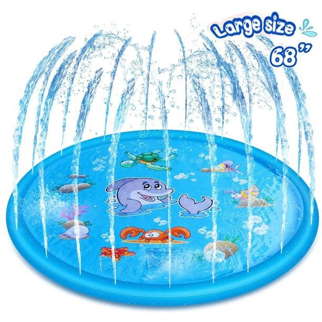 Elif  Splash Pad 68" Inflatable Sprinkler, Water Play Pool Mat for Kids Toddlers, Blue | Walmart (US)