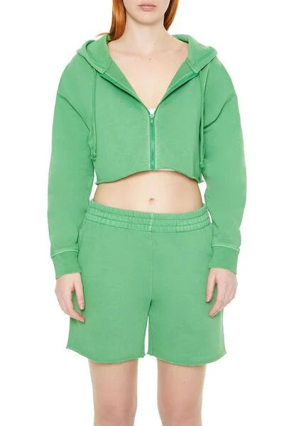 Cropped Zip-Up Hoodie | Forever 21