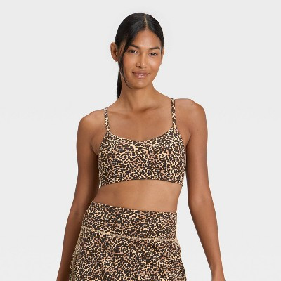 Women's Everyday Soft Light Support Strappy Sports Bra - All In Motion™ Animal Print M | Target