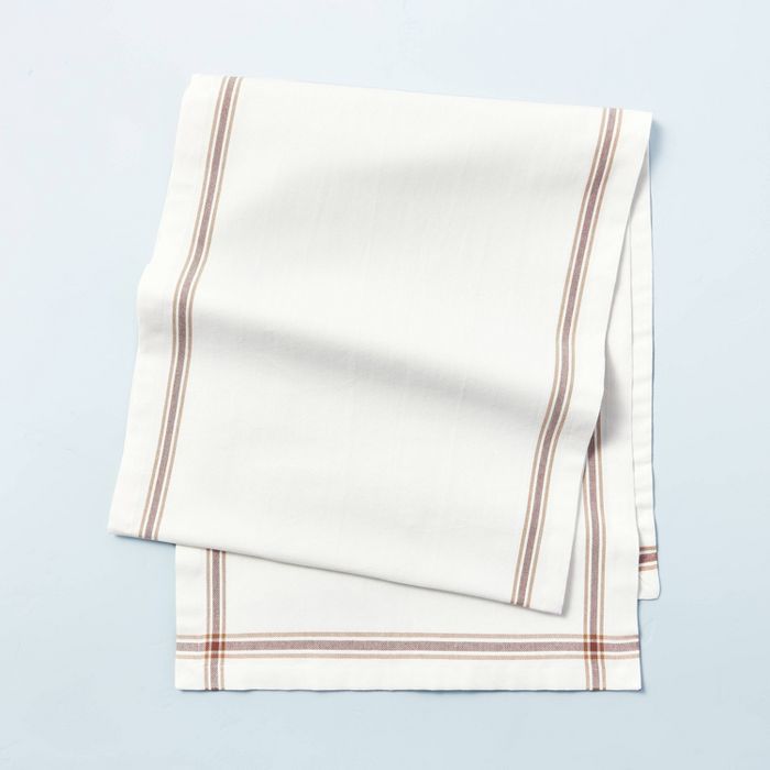 Engineered Border Stripes Table Runner Dune Brown/Sour Cream - Hearth & Hand™ with Magnolia | Target