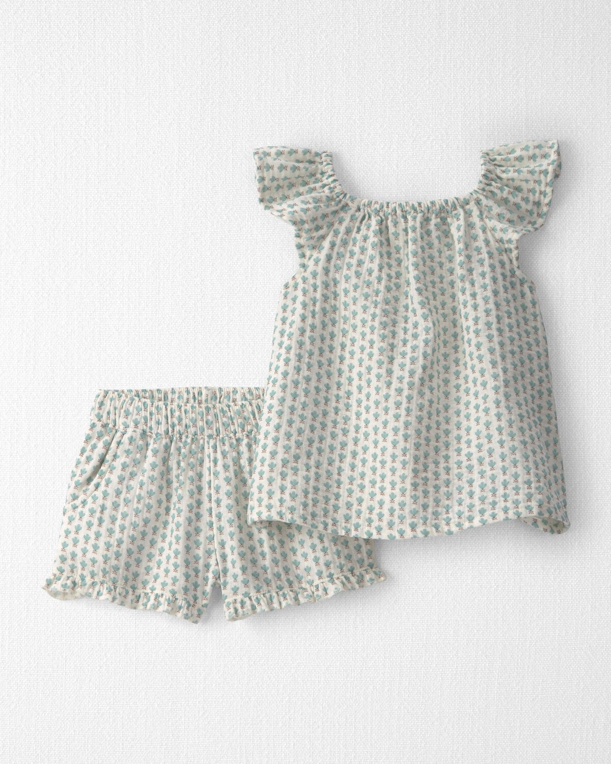 Toddler Girl 2-Piece Organic Cotton Gauze Top & Short Set in Floral | Carter's Inc