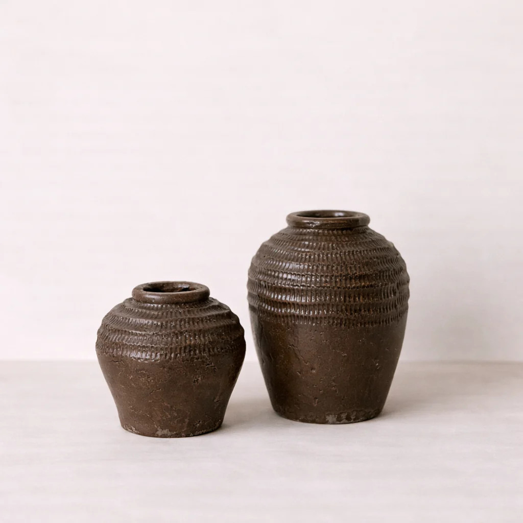Brown Textured Ceramic Vase | By Luxe B Co. | luxe bCO