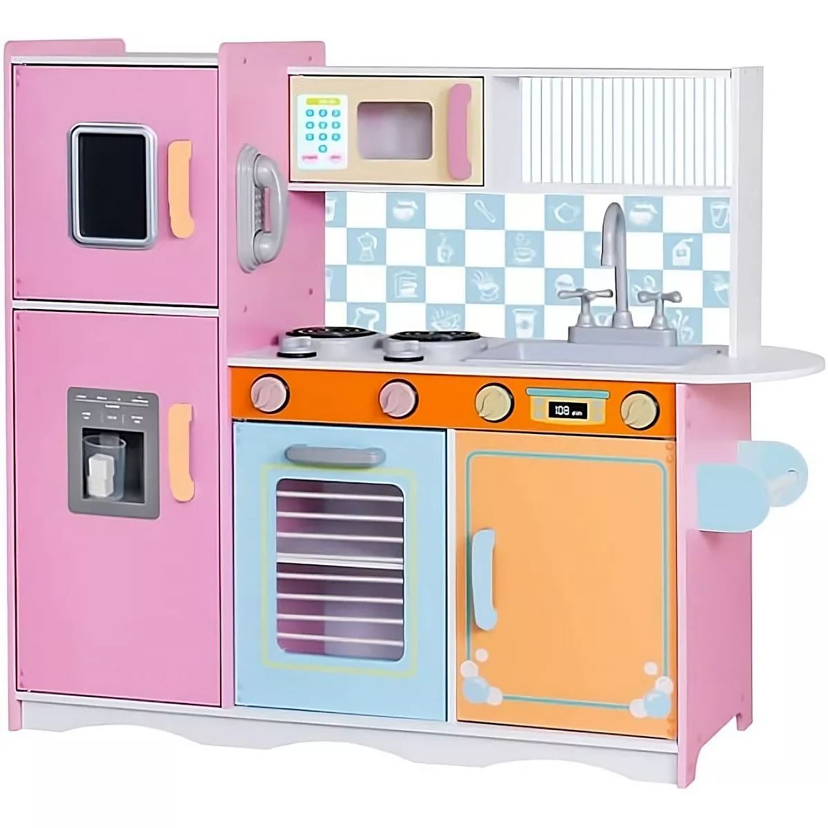 Lil' Jumbl Colorful Kids Kitchen Set, Toddlers Pretend Wooden Kitchen Playset | Kohl's