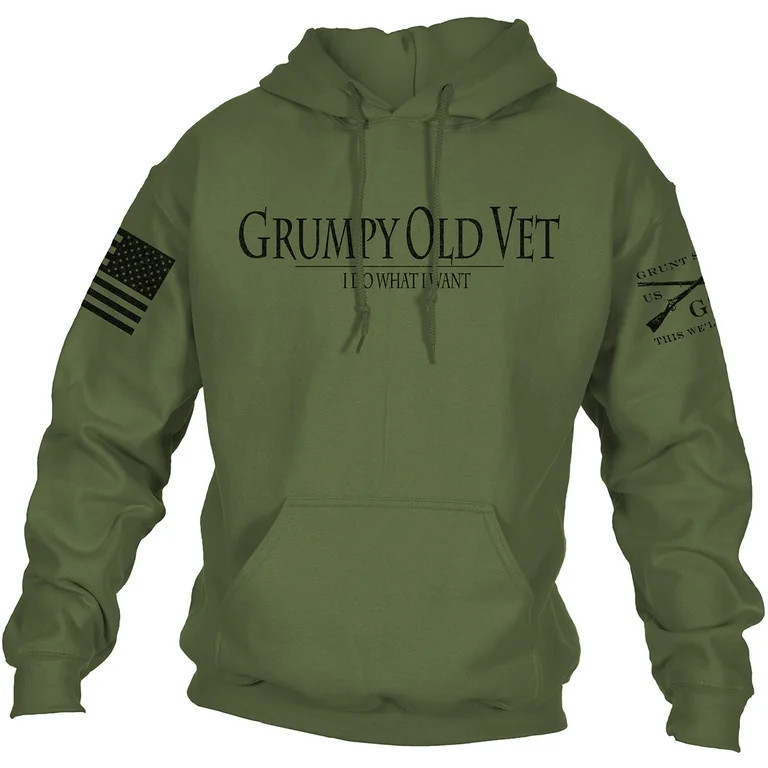 Grunt Style Grumpy Old Vet Pullover Hoodie - Medium - Green | Walmart (US)