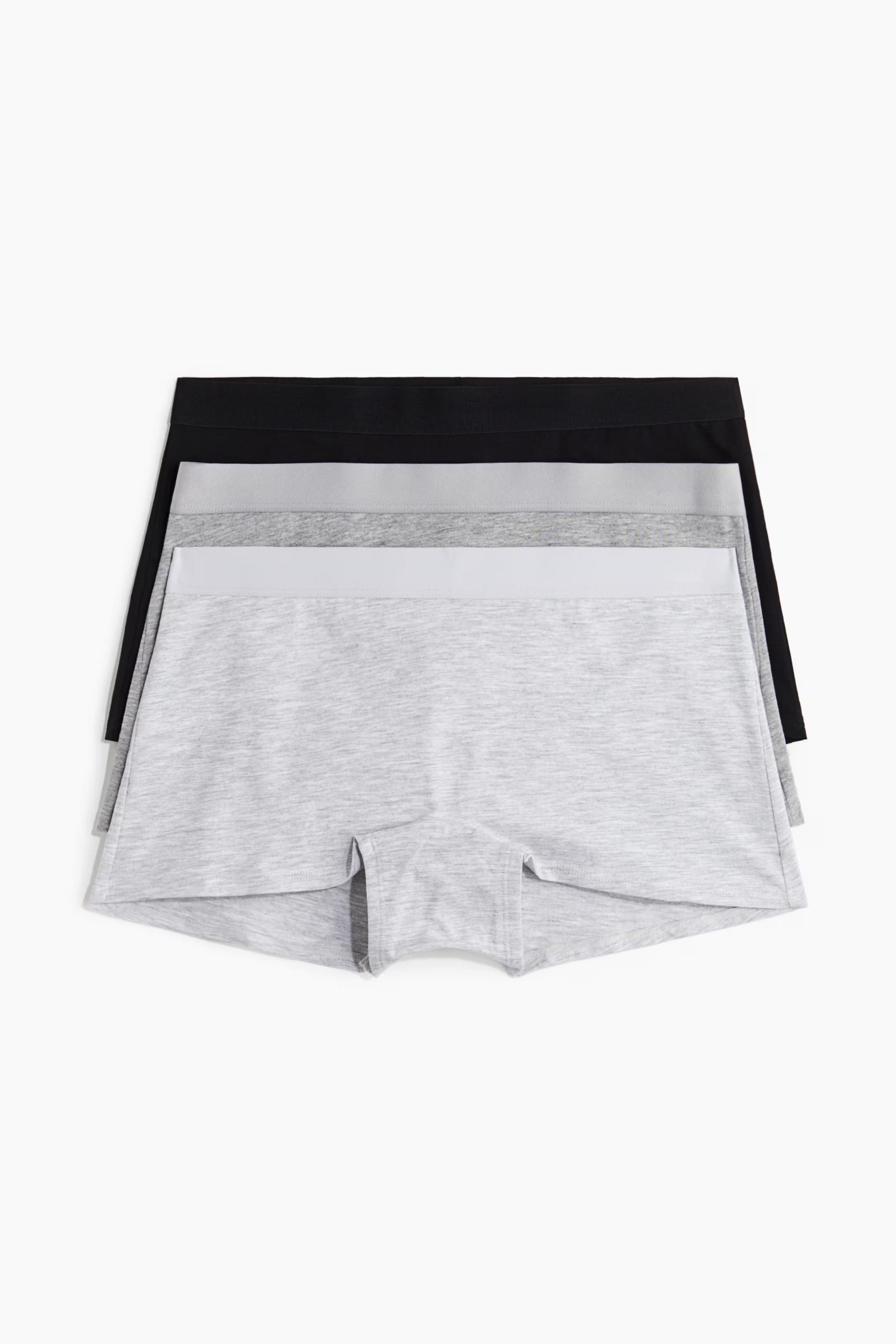 3-pack Cotton Boxer Briefs - Light gray melange/black - Ladies | H&M US | H&M (US + CA)