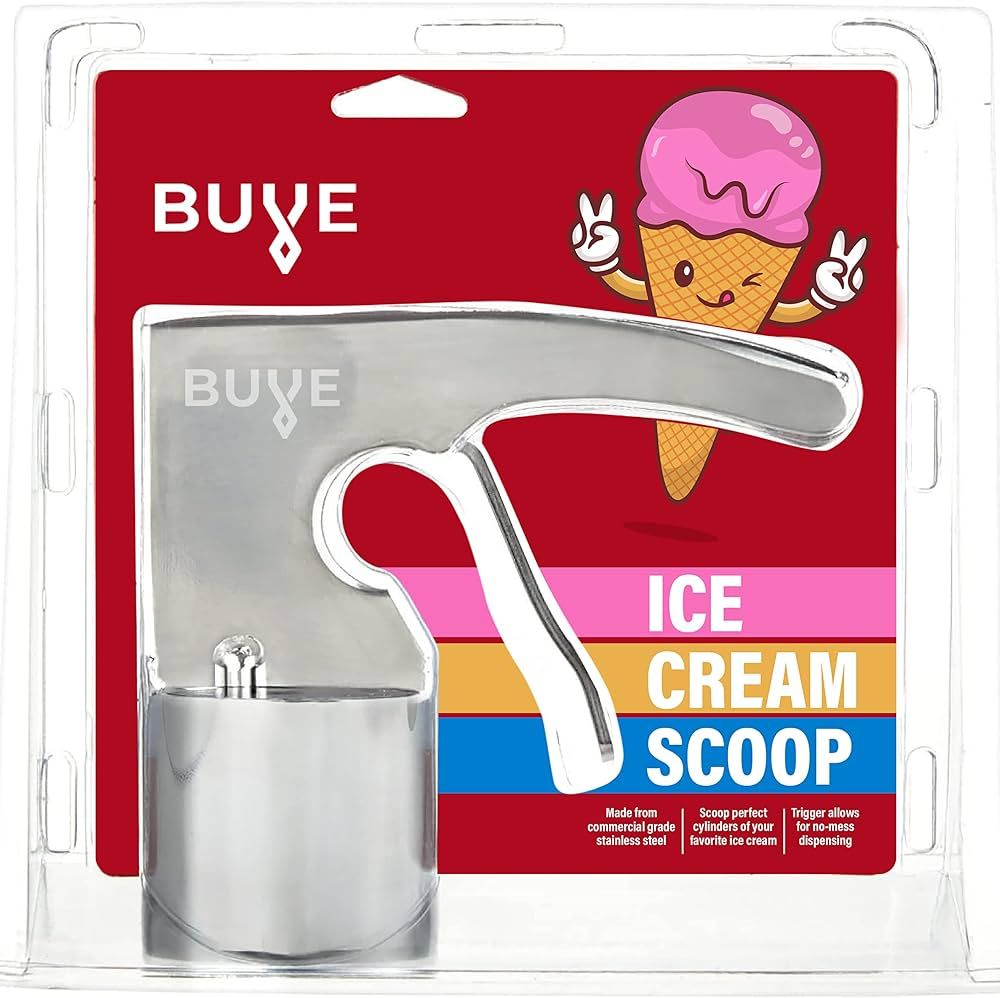 Ice Cream Scoop - Stainless Steel, Old Time Cylindrical Design with Spring-Powered Trigger for Ea... | Amazon (US)