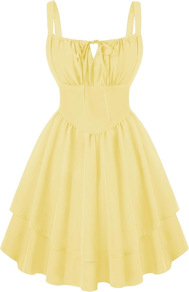 SCARLET DARKNESS Corset Mini Dress for Women Teens 2026 Summer Ruffle Sundress Graduation Homecom... | Amazon (US)