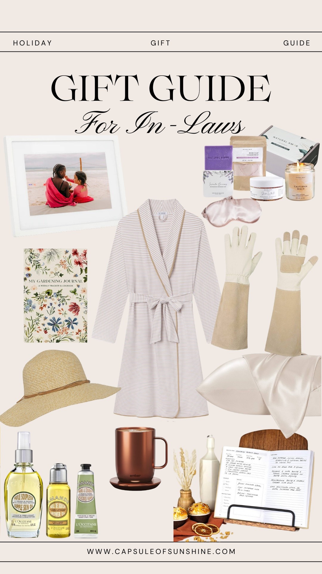 Struggling to find the perfect gift for your in-laws? I’ve got you covered! ✨ From cozy comforts to thoughtful keepsakes, this curated gift guide has something for every personality. Whether they love gardening, relaxing, or indulging in a little self-care, these picks are sure to impress.

Save this for later & shop everything now on capsuleofsunshine.com!

#GiftGuide #HolidayGifting #GiftsForInLaws #HolidayShopping #ThoughtfulGifts #GiftIdeas #ChristmasGifts #CozyLiving #CapsuleOfSunshine

#LTKSeasonal #LTKFamily #LTKFindsUnder100