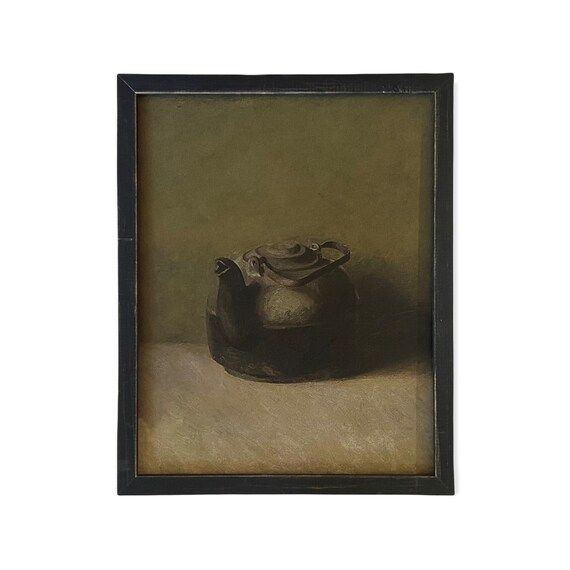 Vintage Framed Canvas Art  // Framed Vintage Print // Vintage Painting // Black Teapot Still Life... | Etsy (CAD)