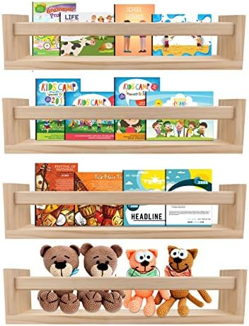 BIROLA Nursery Book Shelves Set of 4,Wood Floating Nursery Shelves for Wall,Wall Bookshelves for ... | Amazon (US)