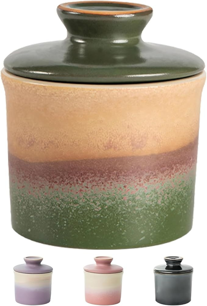 Butter Crock with Lid,French Butter Dish with Water,Butter Keeper for counter decor,Container Hol... | Amazon (US)