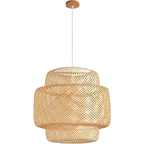 DANGGEOI Bamboo Pendant Light Fixtures, Natural Material Bamboo Chandelier with Wood Canopy, Hand Wo | Amazon (US)