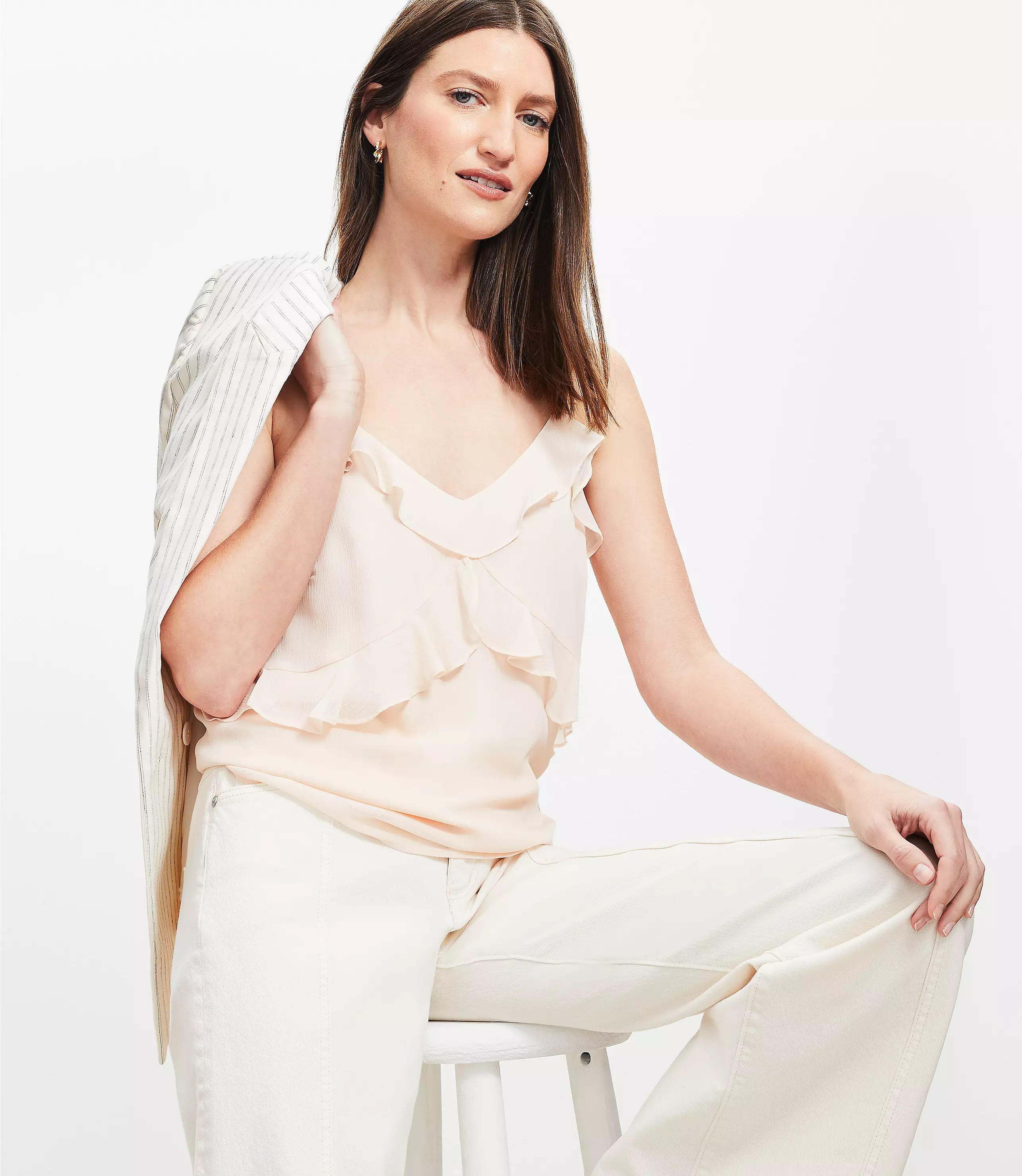 Chiffon Ruffle Cami | LOFT