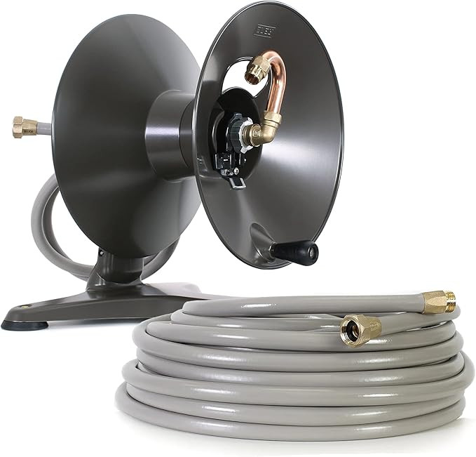 ELEY Hose Reel & 100ft Garden Hose – Outdoor Garden Hose Reel Stand and Heavy-Duty Hose Reel wi... | Amazon (US)