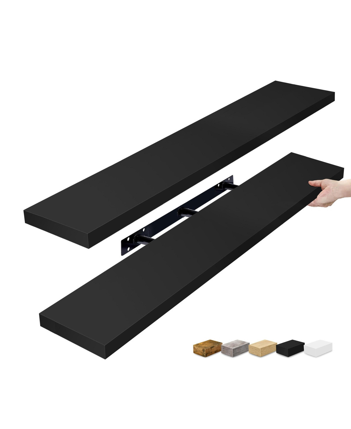 Sorbus 2 Pack 47 x 9.25 Inch Wall Mounted Floating Shelves - Stylish and Functional Storage - Black | Macy's