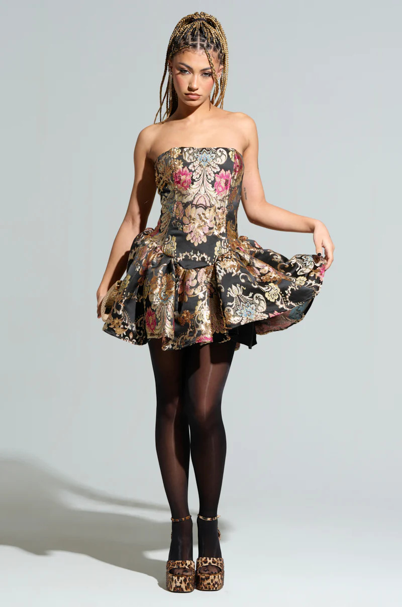 PURE ROYALTY BROCADE MINI DRESS | AKIRA