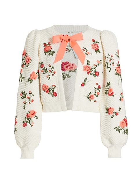 Alice + Olivia Kitty Floral-Embroidered Cardigan | Saks Fifth Avenue