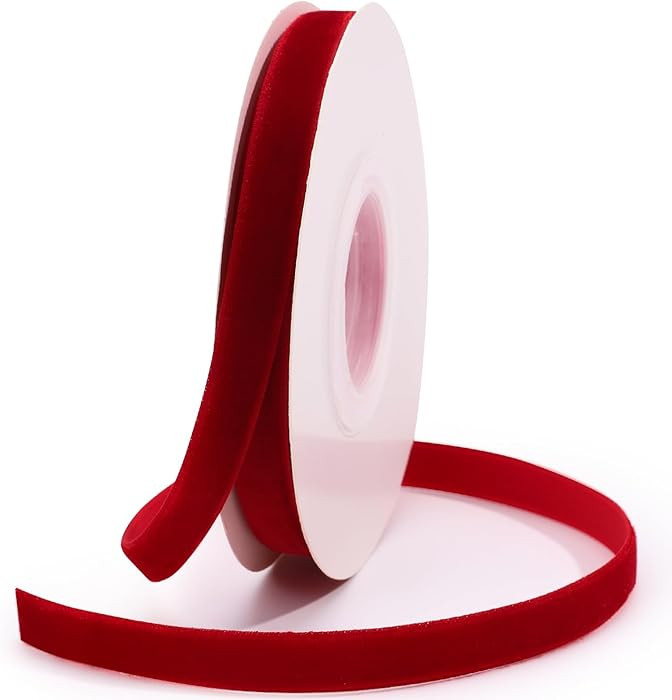 VOBOBE Red Velvet Ribbon 50 Yards 3/8" Wide Single Face Velvet Ribbon for Gift Wrapping Bow Chris... | Amazon (US)