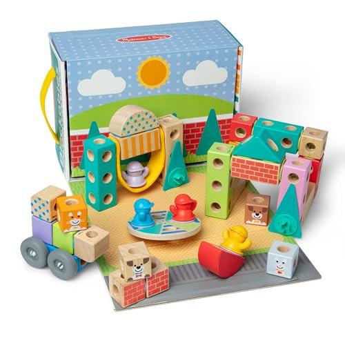 Melissa & Doug Blockables™ Town Snap and Play, Mix and Match Connectable Wooden Building Blocks Play Set Toy for Preschool Boys and Girls (73 Pcs) | Amazon (US)