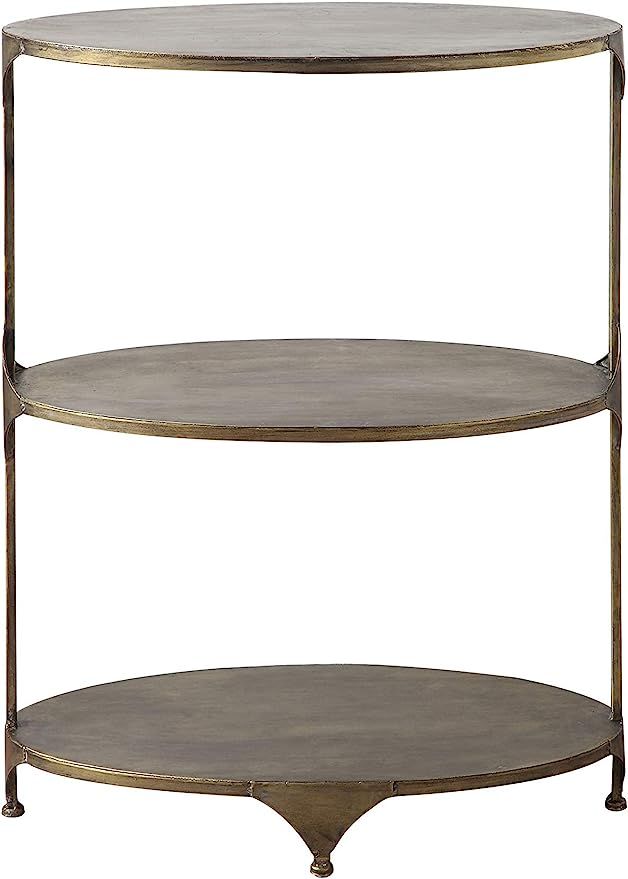 Creative Co-Op Antique Gold Oval Metal 3-Tier Shelf Side Table | Amazon (US)