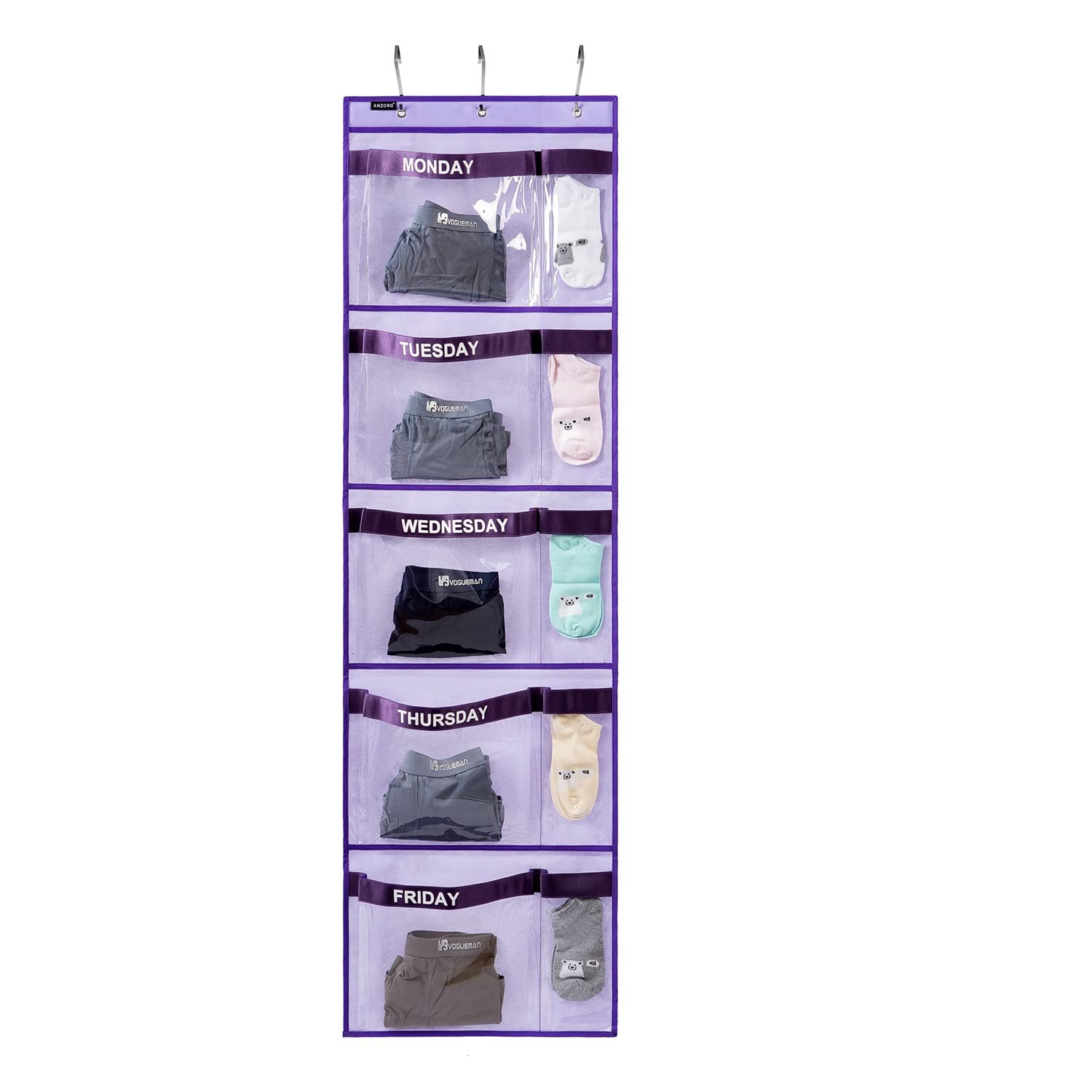 Weekly Kids Clothes Organizer Day of Week School Clothing Storage Monday to Friday Hanging Closet... | Amazon (US)