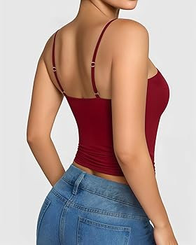 MANGOPOP Womens Camisole Tank Tops Square Neck Spaghetti Strap Cami Double Lined Sleeveless Crop ... | Amazon (US)