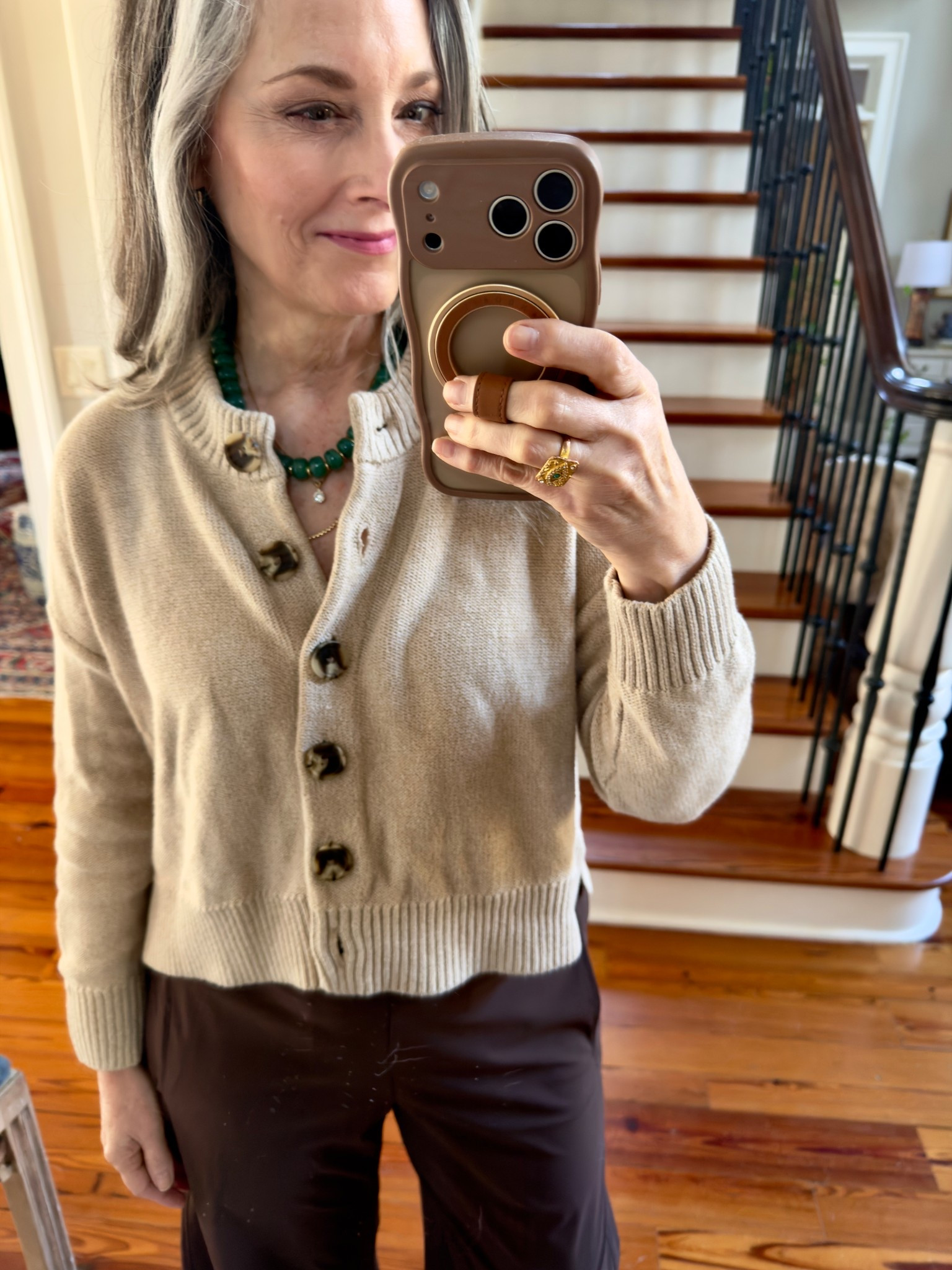 Chilly first day of spring morning! Quince cotton cardigan is a favorite! Ruti on the Loose pants are Amazing! I’m in a size regular 8 in the brown. I want all colors! I also have in the black. 

#LTKOver40 #LTKSeasonal #LTKootd