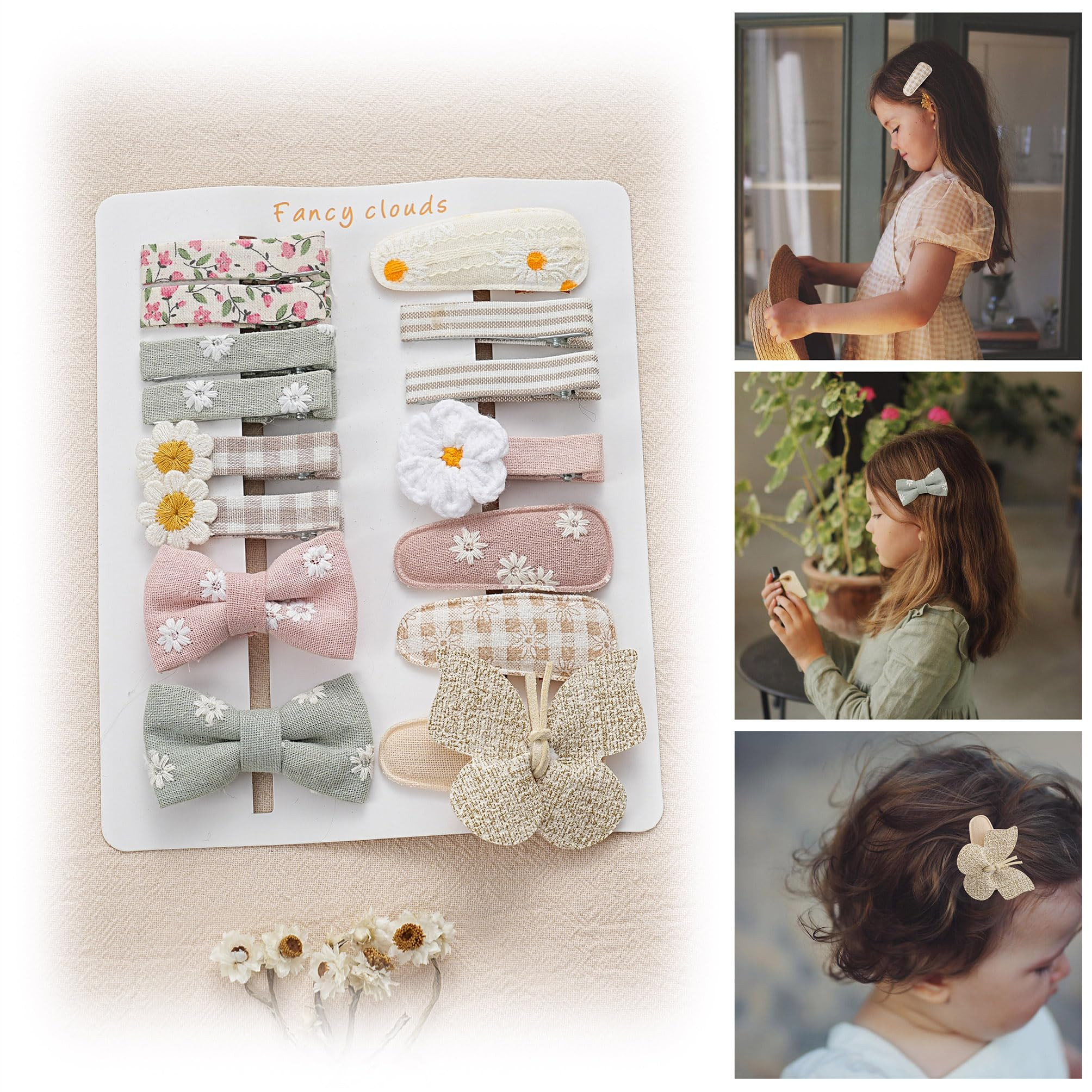 15 Pcs Hair Clips for Girls with Bows Butterfly Flower,2" Fully Lined Alligator Clips and Barrett... | Amazon (US)