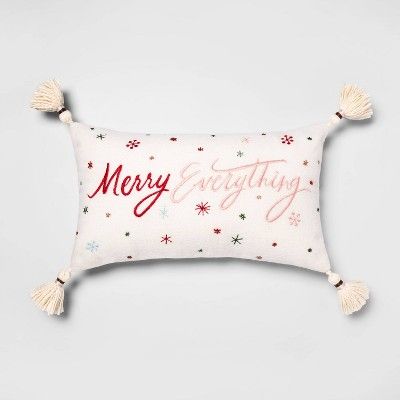 Merry Everything' Lumbar Throw Pillow With Corner Tassels - Opalhouse™ | Target