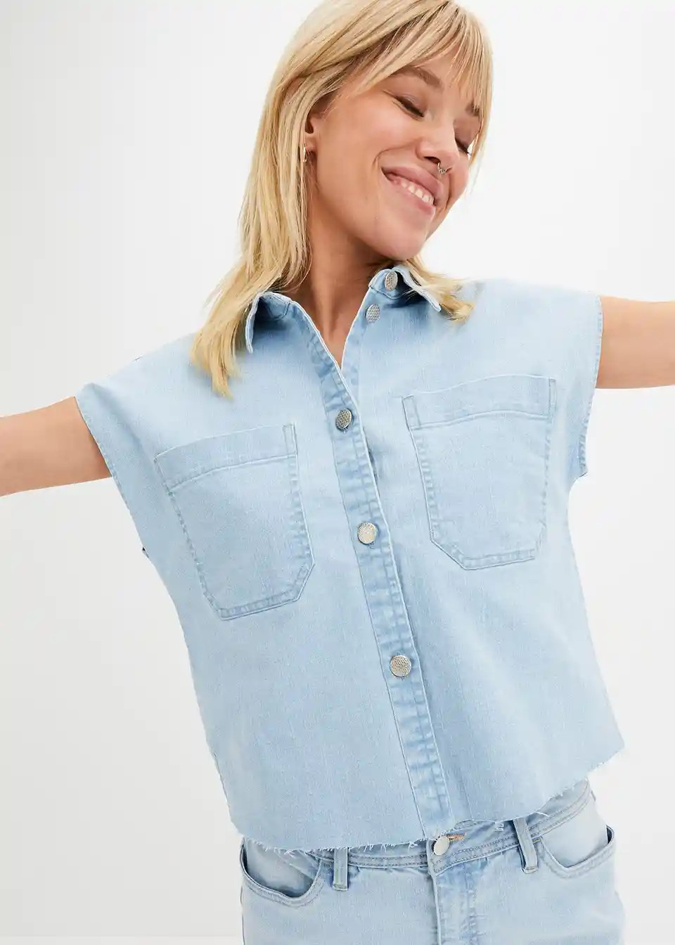 Kurze Boxy-Jeansbluse | Bonprix DE