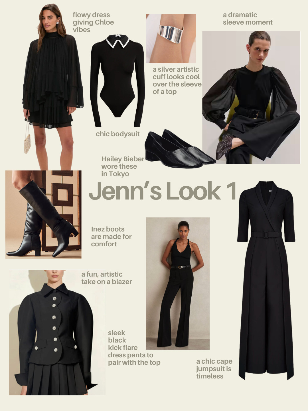 Black capsule items paired with silver accent pieces.  

 #LTKootd #LTKSeasonal #LTKWorkwear