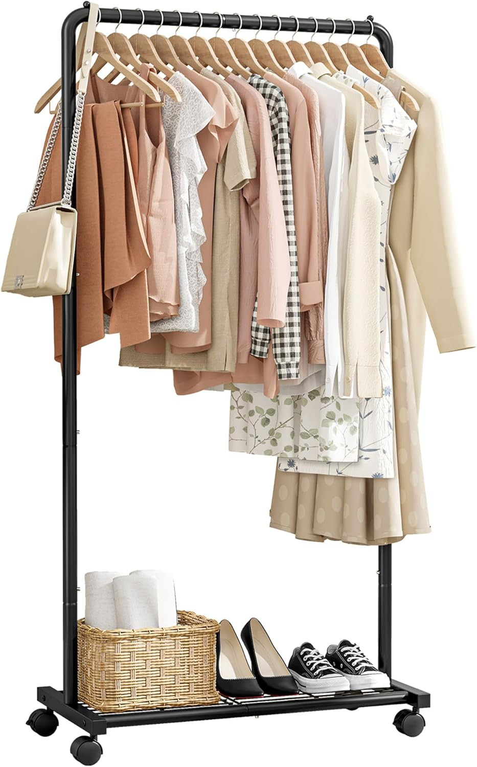 Sakugi Clothes Rail - Movable Clothes Rack with Bottom Shoes Shelf, Heavy-Duty Clothing Rail for ... | Amazon (UK)