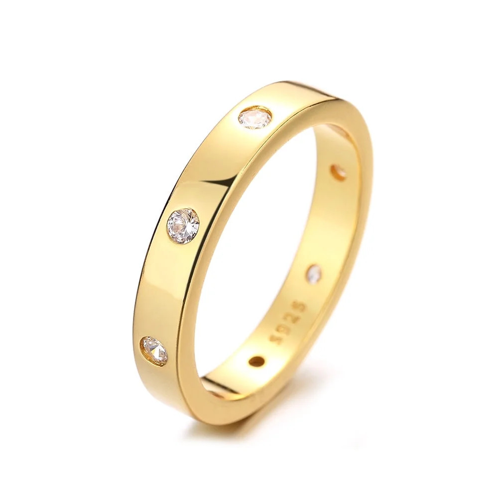 14K Gold thick Band Ring with crystals from Swarovski - Walmart.com | Walmart (US)