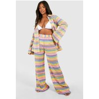 Womens Plus Rainbow Stripe Crochet Beach Pants - Multi - 14 | boohoo (US & Canada)