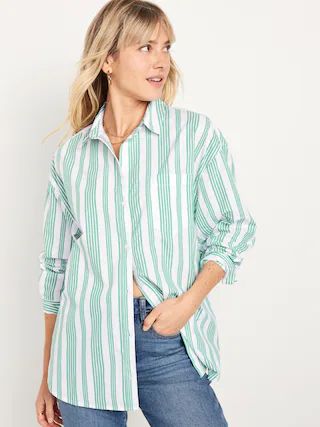 Oversized Button-Down Boyfriend Shirt | Old Navy (US)