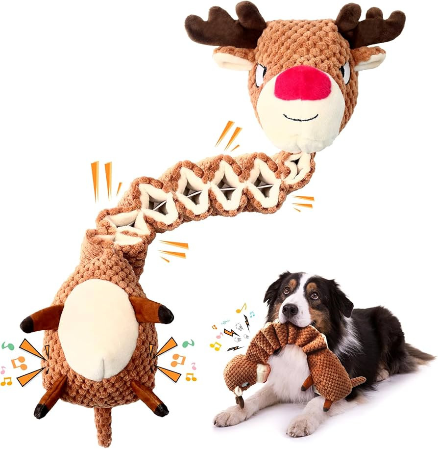 Christmas Dog Toys for Large Dogs：Squeaky Dog Toys-Tug of War Interactive Dog Toys with Crinkle... | Amazon (US)