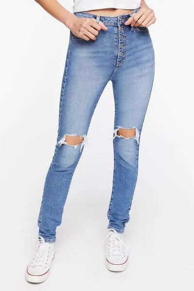 Recycled Cotton Distressed Skinny Jeans | Forever 21