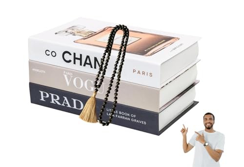 Coffee Table Decorative Books for Home Decor, Fake Books for Decoration, Aesthetic Bookshelf Decor for Living Room Office Bedroom, 3 Piece, Black, White, Brown (Black, White, Beige) | Amazon (US)