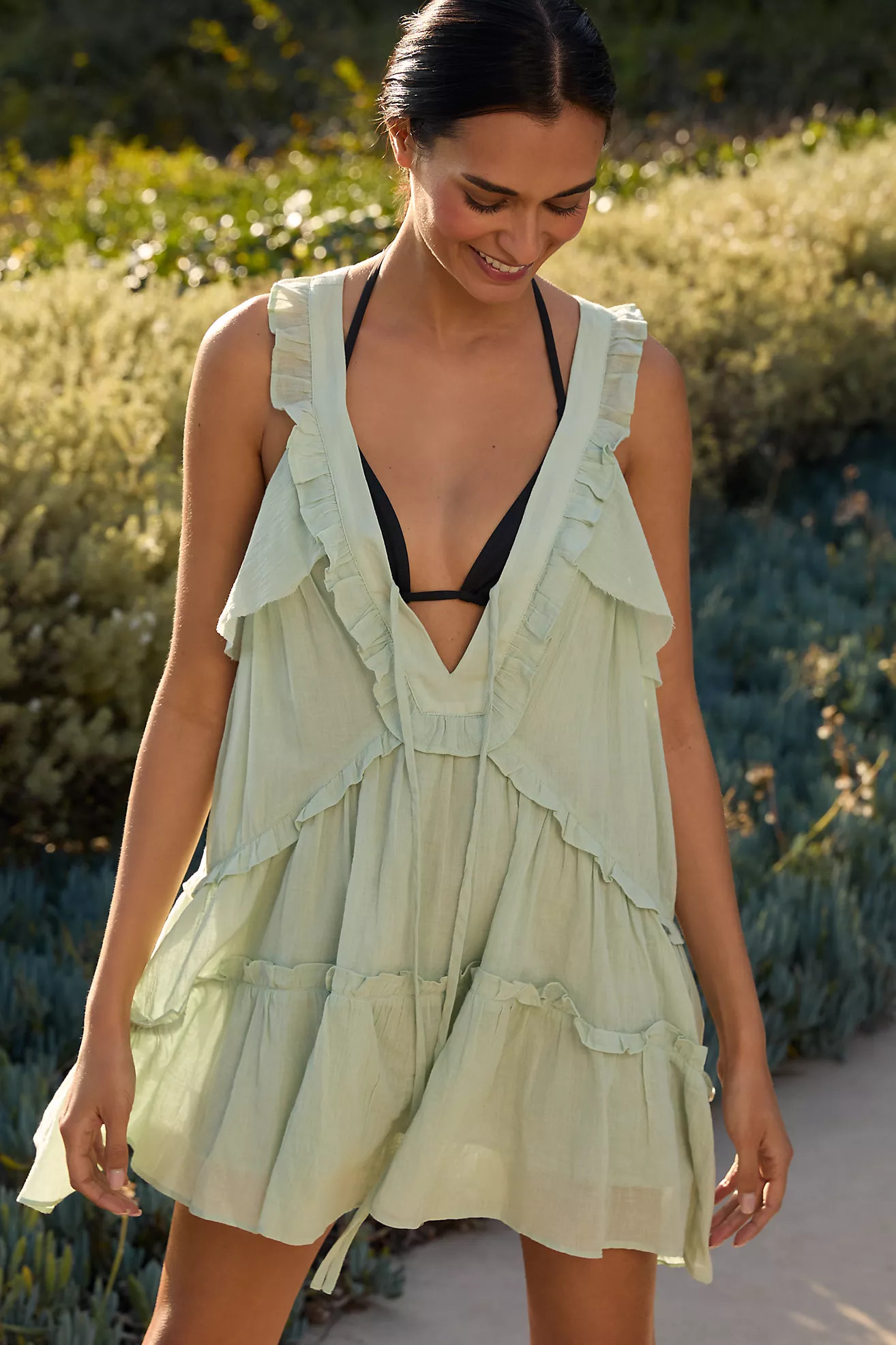 By Anthropologie Boho Ruffle Mini Dress | Anthropologie (US)