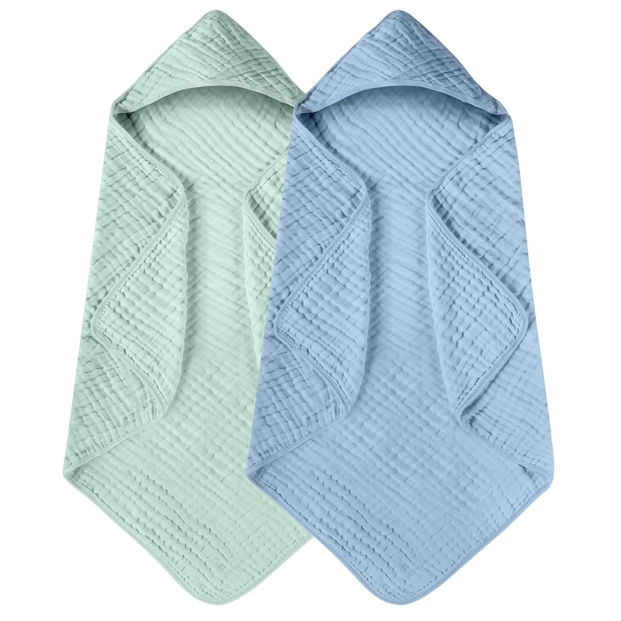 Yoofoss Hooded Baby Towels for Newborn 2 Pack 100% Muslin Cotton Baby Bath Towel with Hood for Ba... | Amazon (US)